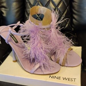 Nine West Purple Feathered Heels